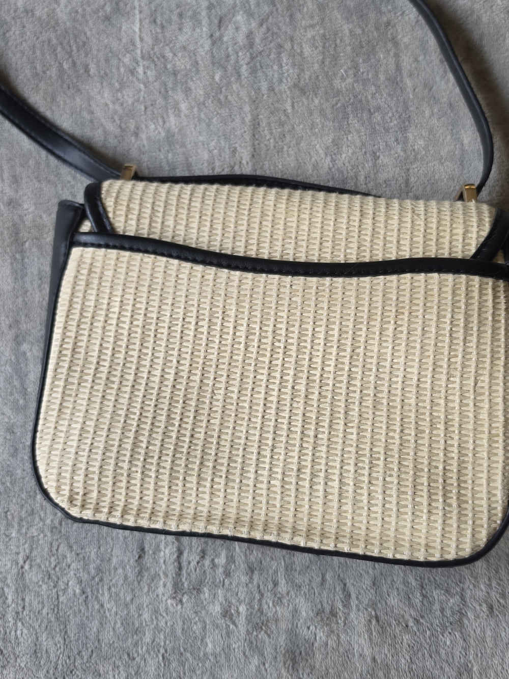a new day Cream Woven Crossbody with Black Trim - Picture 2 of 6